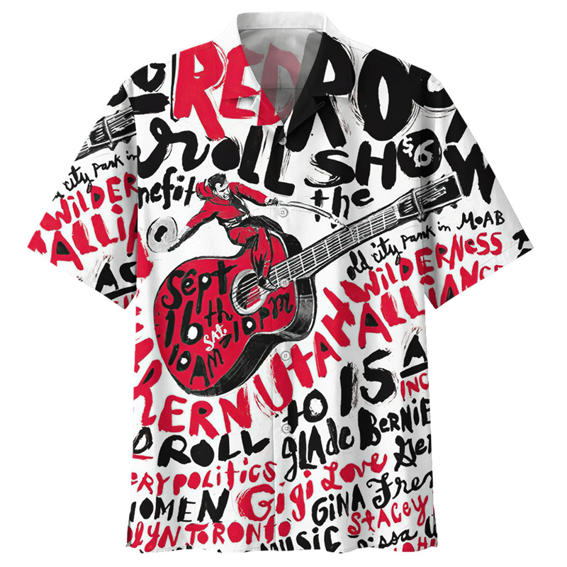 Musical Instrument Hawaiian - Colorful Guitar Pattern Hawaiian Shirts For