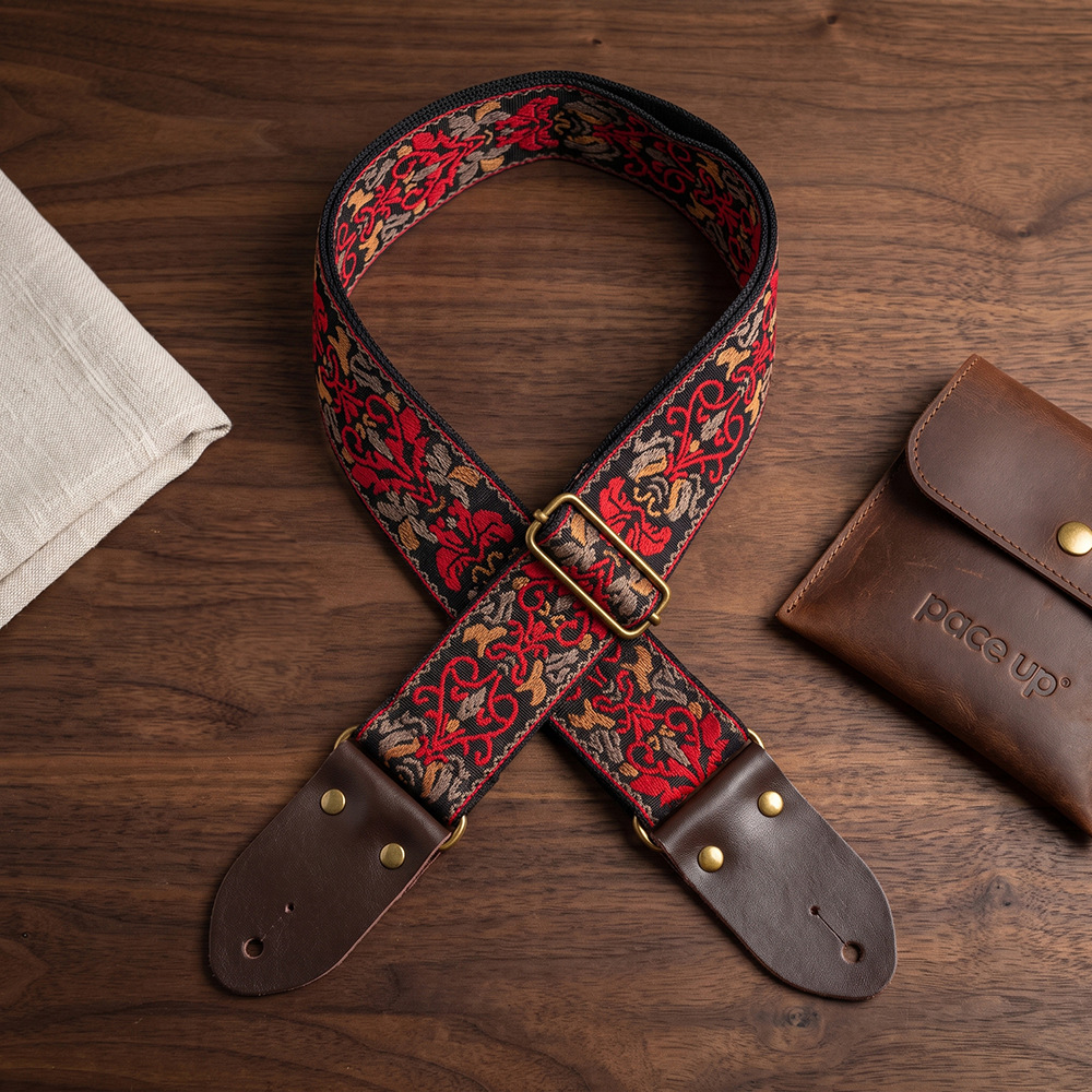 Embroidered Print Guitar Strap - Musical Instrument Dulcimer recension och pris