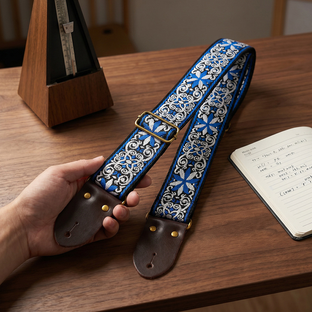 Embroidered Print Guitar Strap - Musical Instrument Dulcimer recension och pris